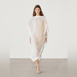 Massimo Dutti XS-S KAFTAN MIDI DRESS WITH CONTRAST TRIMS Midi dress. NWT